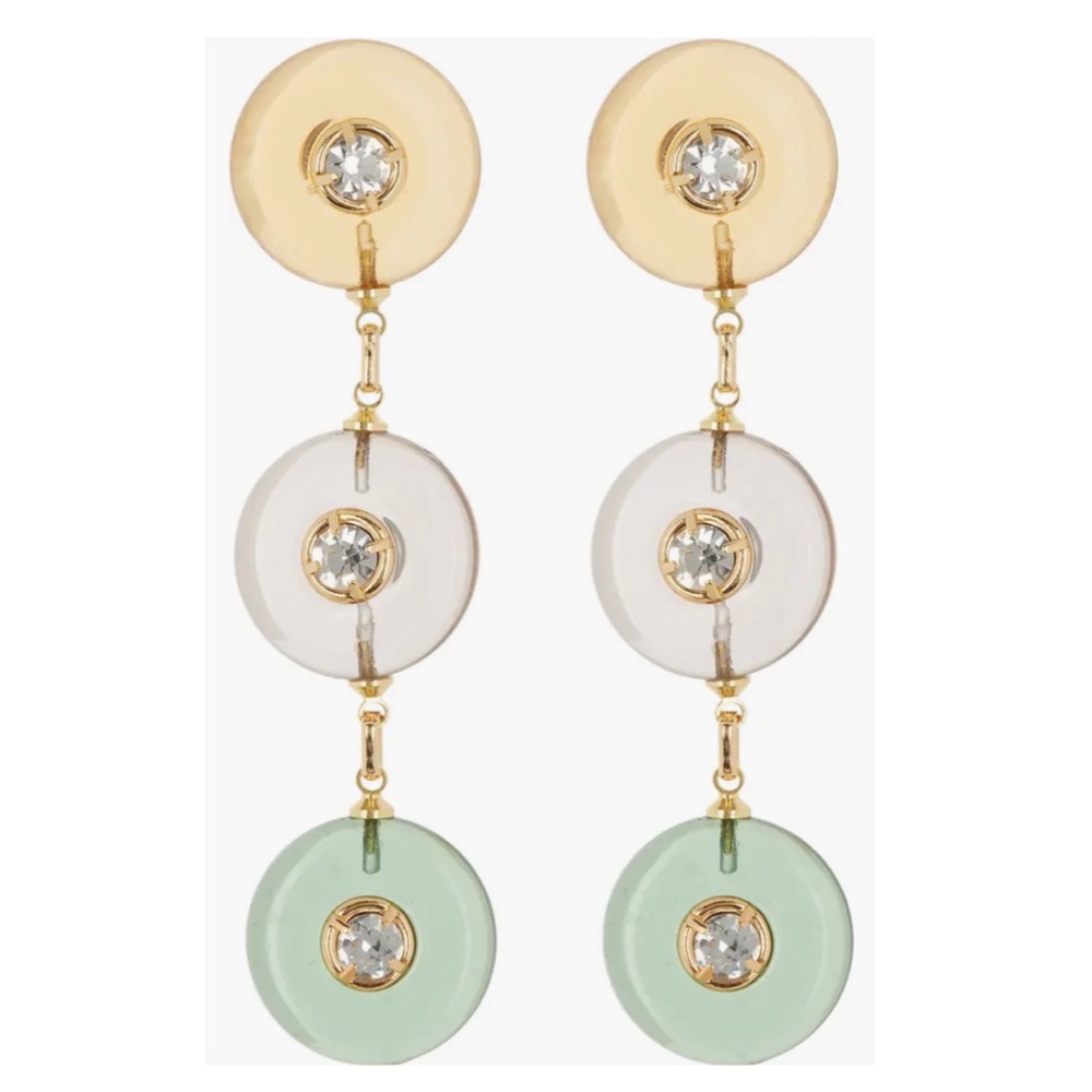 Nakamol Chicago Circular Drop Earrings Smokey Green Grey NWT